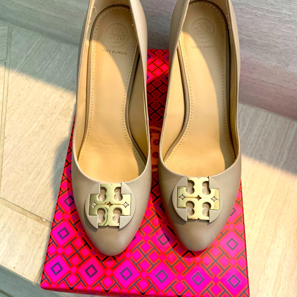 Tory Burch Luna wedges, 3”. Like new, worn once.
